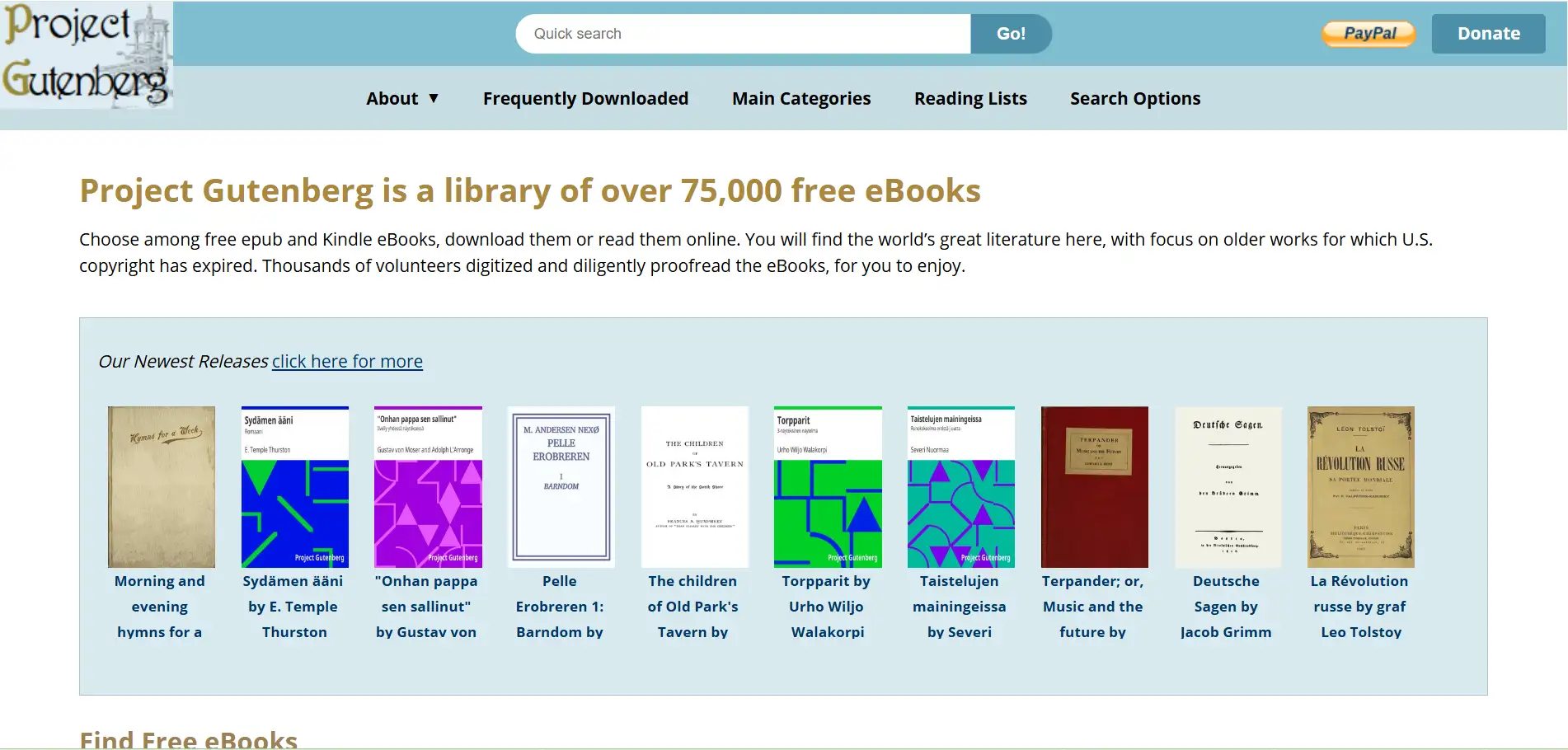 Homepage of Project Gutenberg Homepage of Project Gutenberg
